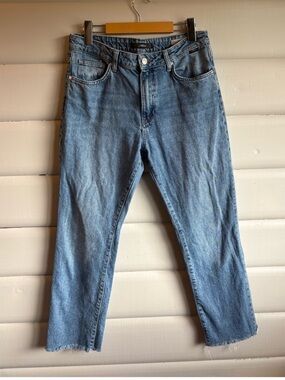 Mavi Viola High Rise Slim Straight Raw Hem Jeans Light Wash 30/27